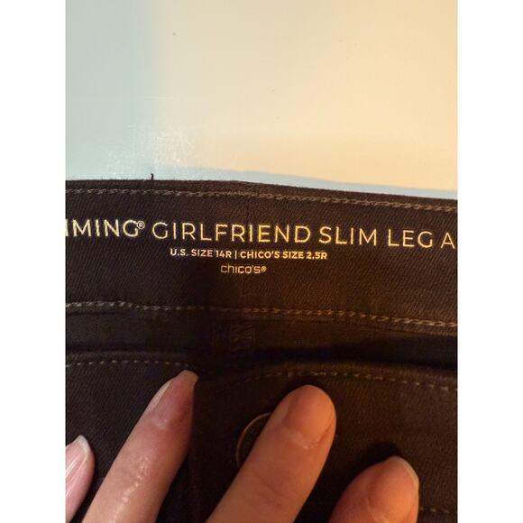 Chico’s So Slimming Girlfriend Ankle Jeans 14R Black Casual Chic minimalist - Picture 4 of 10